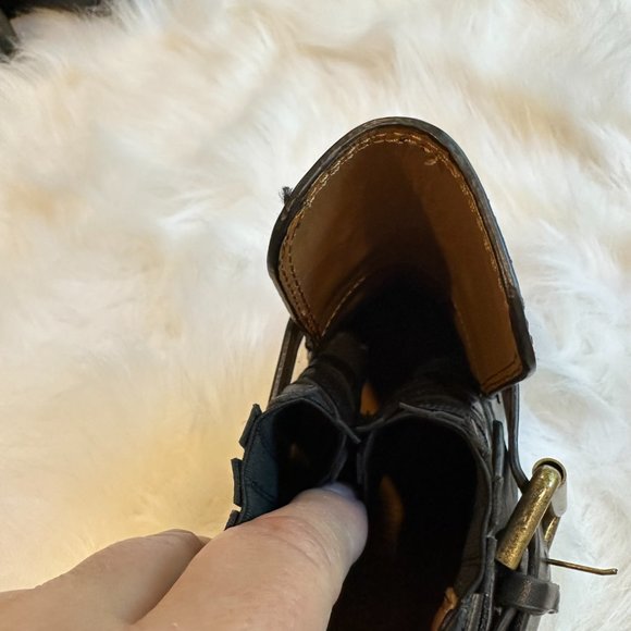 See by Chloe Ankle Boot Cappa Leather Boho Heeled Black Buckle Pull On Sz 6 - Picture 9 of 13